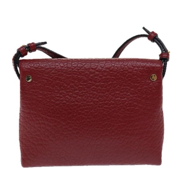 BURBERRY Shoulder Bag Leather Red Gold Auth - Picture 3 of 16